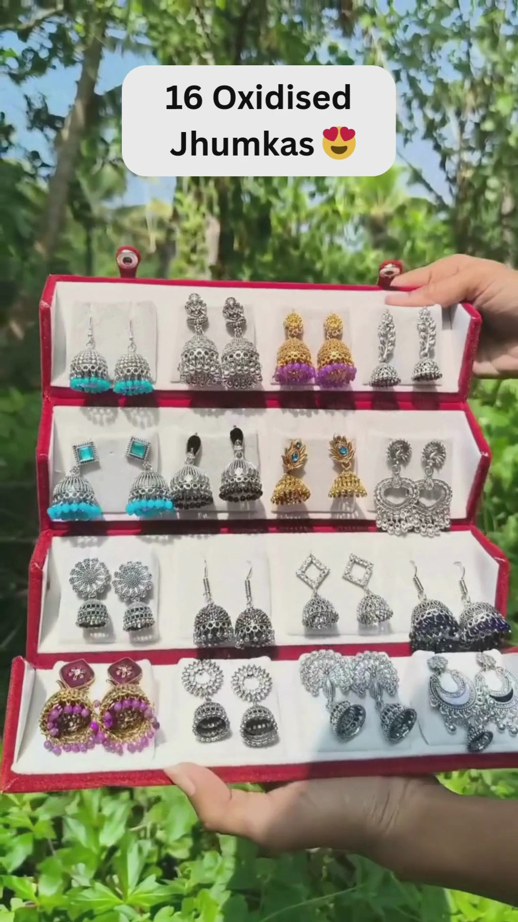 16- Piece Oxidised Jhumka Set