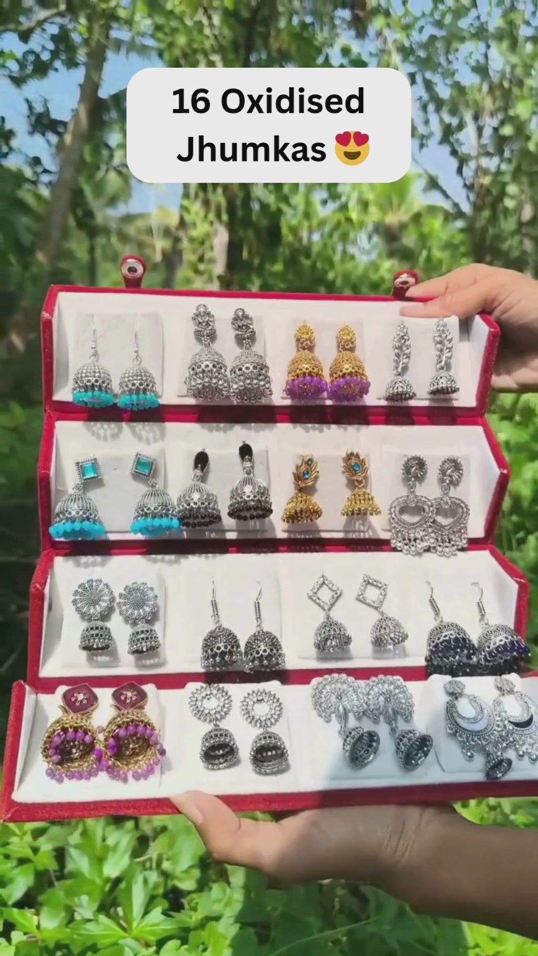 16- Piece Oxidised Jhumka Set